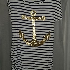 Ladies striped anchor tee